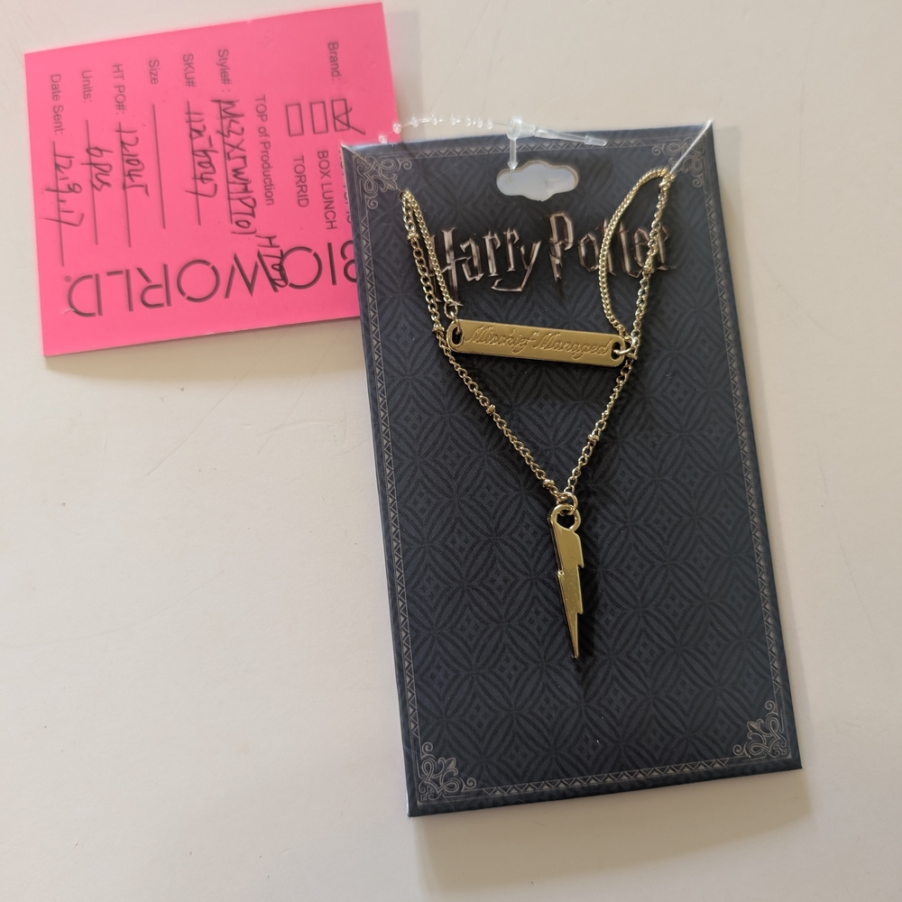 Harry Potter Gold Lightning Bolt Necklace